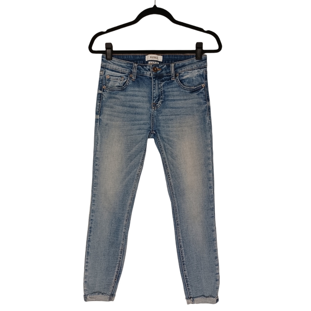 PISTOLA Medium Wash Blue Skinny Cuff Hem High Rise Jeans 26